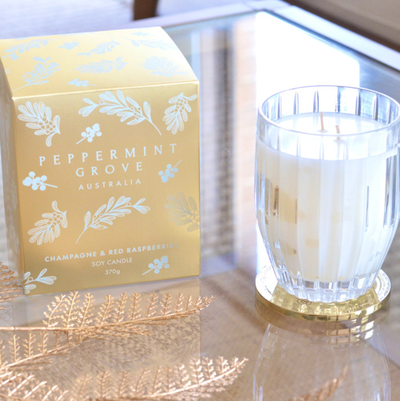 Peppermint Grove Champagne & Red Raspberries Large Candle 370g