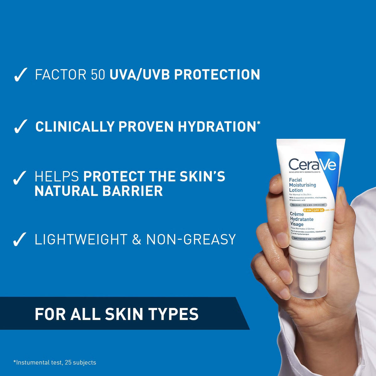 CeraVe AM Facial Moisturising Lotion SPF 50 Normal to Dry Skin 52ml